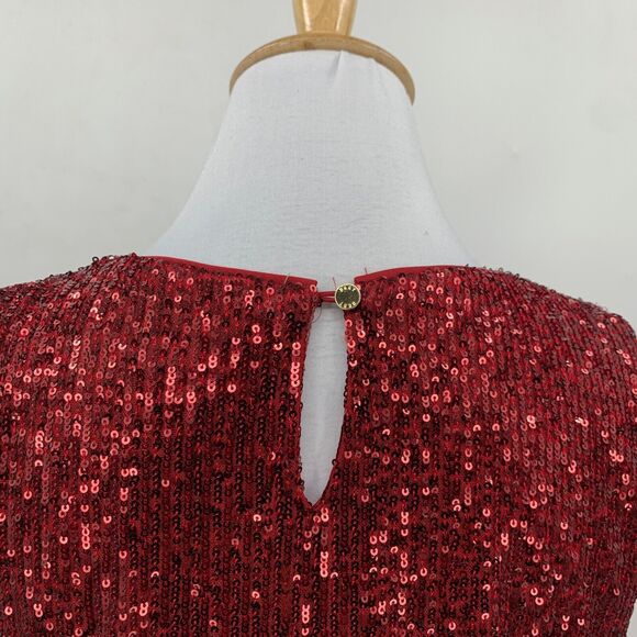 DKNY Tank Top Womens S Small Ruby Sequined Round Neck Sleeveless Keyhole Lined - Picture 6 of 13